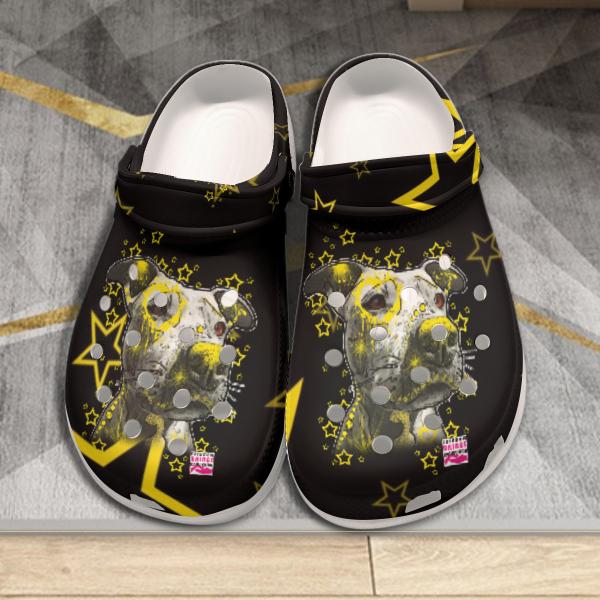 Clogs mit Hundemotiv Motte1 - Gartenschuhe, Gummischuhe, bunt, Unisex, Grösse 36-43, Mischling, Mix, AmStaff, Staffordshire, Staff, Pitbull, Pit, SOKA, Listenhund